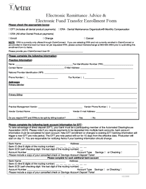 Electronic Fund Transfer and Remittance Advice Enrollment Form