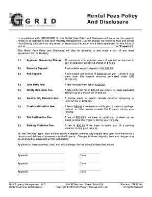 Rental Fees Policy and Disclosure