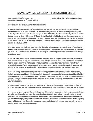 Eye Surgery Information Sheet