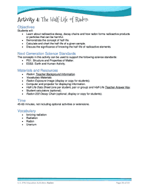 Radon Half-Life Activity Worksheet