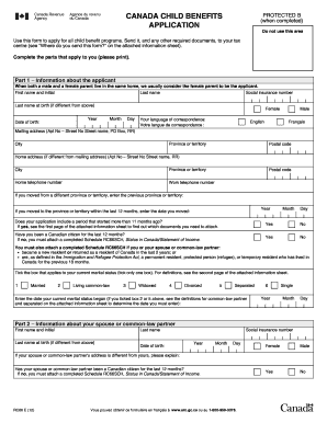 Canada Child Benefits Application Form