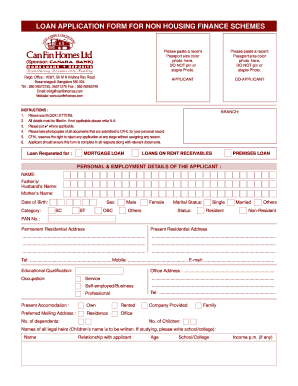 Loan Application Form for Non-Housing Finance Schemes