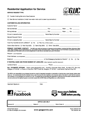 Residential Water Service Application