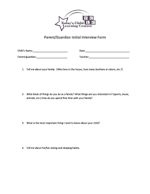 Parent Guardian Initial Interview Form
