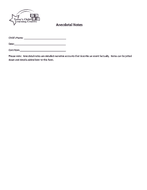 Anecdotal Notes Form