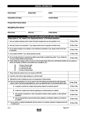 Physician Professional Liability Renewal Application