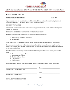 Consent for Dental Treatment