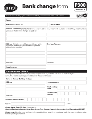 UK Pension Bank Change Form