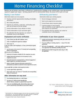 Home Financing Checklist