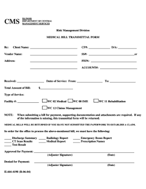 Illinois Medical Bill Transmittal Form