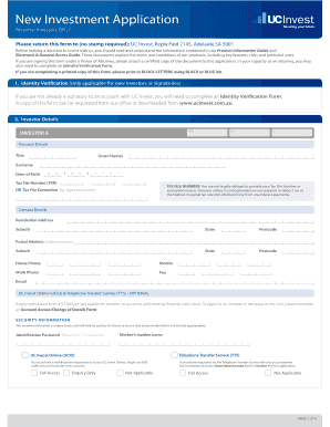 New Investment Application Form