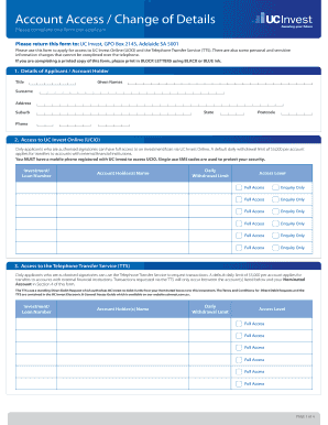 UC Invest Online Access and Details Change Form