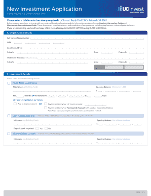 New Investment Application Form