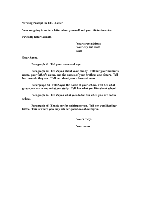 ELL Letter Writing Prompt