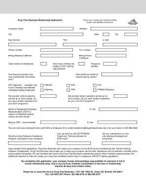 Drug Free Business Membership Application