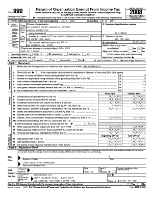 Form 990 Tax Return for Exempt Organizations