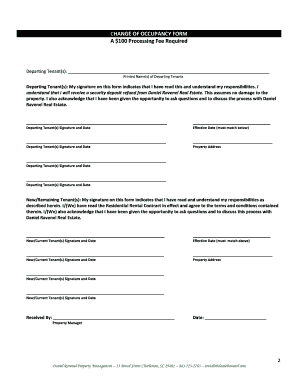 Change of Occupancy Form