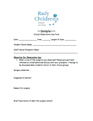 Clinical Observation Day Form