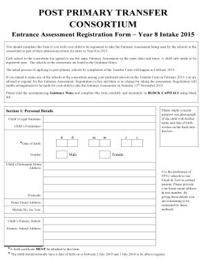 Entrance Assessment Registration Form