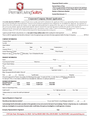 Corporate Rental Application