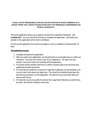 Legal Aid of Nebraska Application