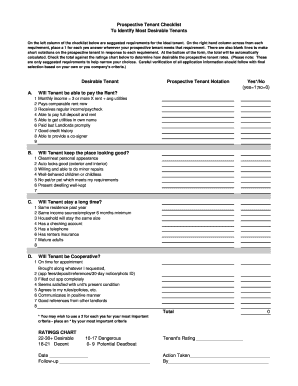 Prospective Tenant Checklist