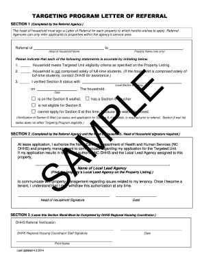 Targeting Program Letter of Referral