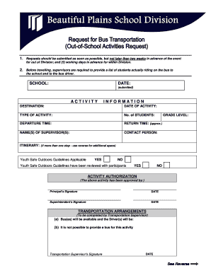 School Activity Authorization Form