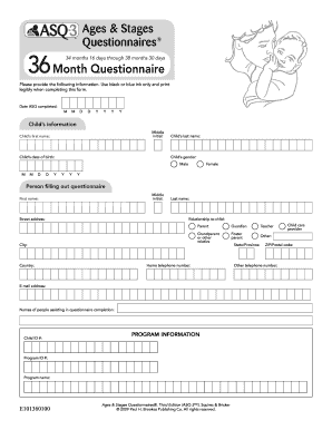 Ages & Stages Questionnaire 36 Month