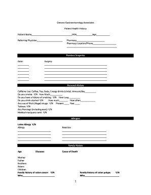 Patient Health History Form