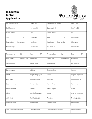 Residential Rental Application Form
