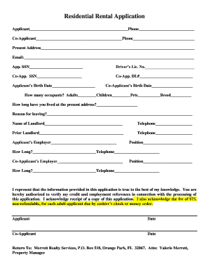 Residential Rental Application