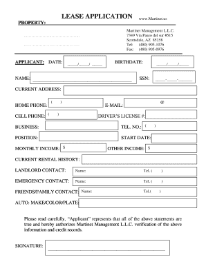 Lease Application Form