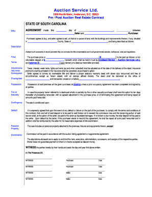 Pre / Post Auction Real Estate Contract