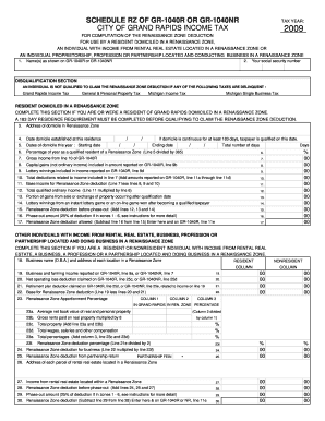 Grand Rapids Renaissance Zone Deduction Form