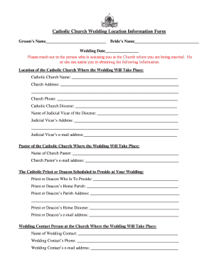 Catholic Church Wedding Location Information Form