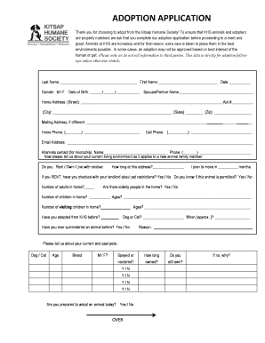 Kitsap Humane Society Adoption Application