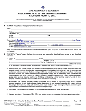 Texas Residential Real Estate Listing Agreement