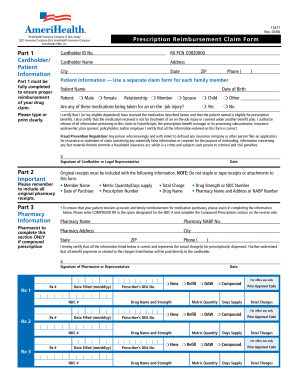 AmeriHealth Prescription Reimbursement Claim Form