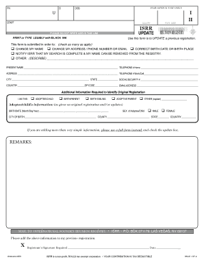 ISRR Registration Update Form