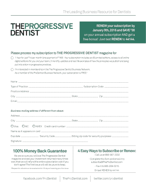 The Progressive Dentist Magazine Subscription Form