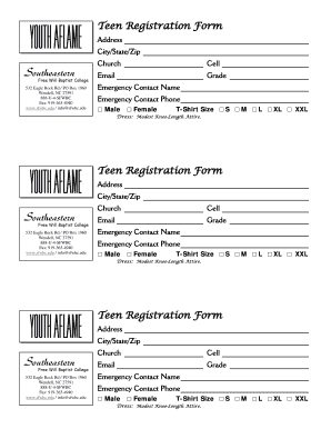 Teen Registration Form