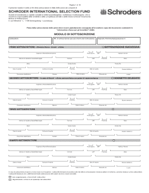 Modulo di Sottoscrizione Schroder International Selection Fund