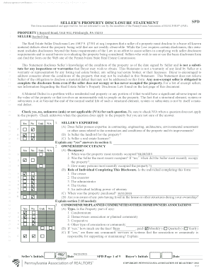 Pennsylvania Seller's Property Disclosure Statement