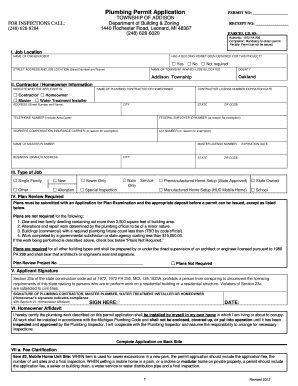 Plumbing Permit Application