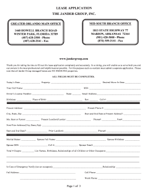 Lease Application Form