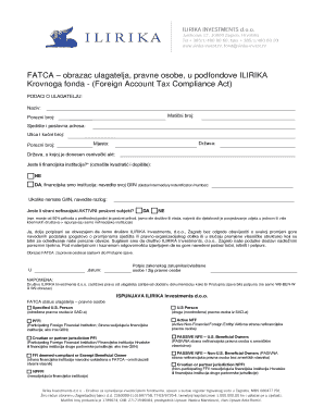 FATCA Form for Legal Entities