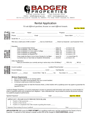 Rental Application Form
