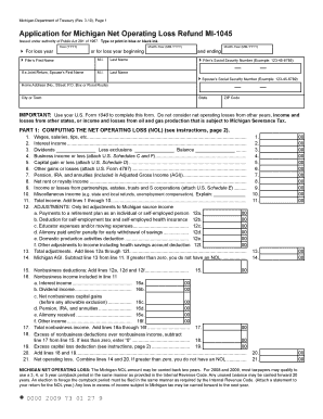 Michigan Net Operating Loss Refund Application