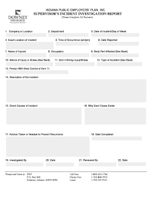 Supervisor's Incident Investigation Report